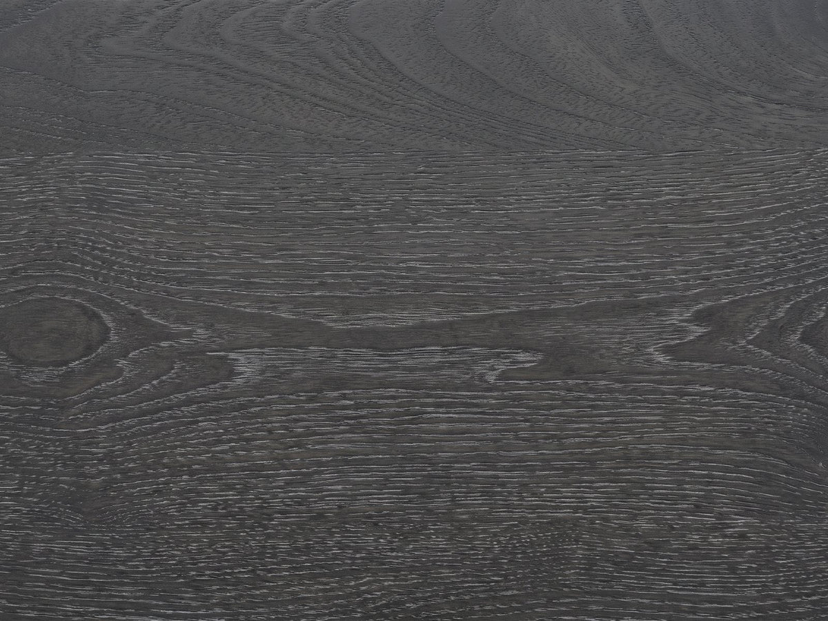 Close-up of the Accadia Grey Mango Faceted Octagon Side Table: the grey-washed mango grain of the octagonal top