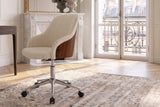 Acri Walnut Bentwood Swivel Desk Chair with Cream Woven Fabric in a Paris salon