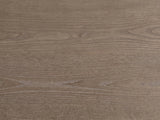 Close-up of the Adelfia Ash Veneer Waterfall Console Table: the smoked grey-brown ash grain of the top