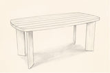 Pencil sketch of the Adrano dining table, three-quarter view