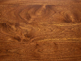 Close-up of the Adria 34-Inch Chestnut Solid Mango 3-Drawer Chest: the chestnut-finish solid mango top