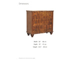 Adria 34-Inch Chestnut Solid Mango 3-Drawer Chest dimensions: 34.0 in wide, 16.0 in deep, 33.2 in high