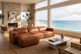 Emery Distressed Italian Aniline Leather Recliner Sectional Sofa