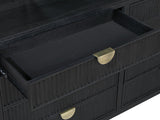Close-up of the Agordo 66-Inch Black Fluted 8-Drawer Dresser: drawer