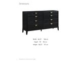 Agordo 66-Inch Black Fluted 8-Drawer Dresser dimensions: 66.25 in wide, 18.0 in deep, 38.25 in high