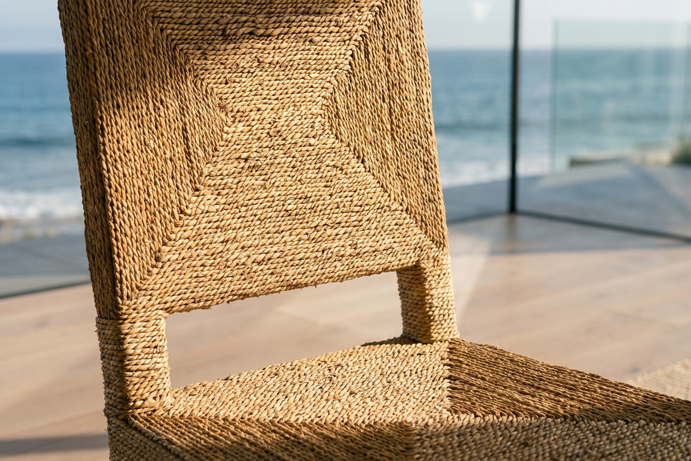 Close-up of the Aieta Parsons Seagrass-Wrapped Dining Chair: wrap