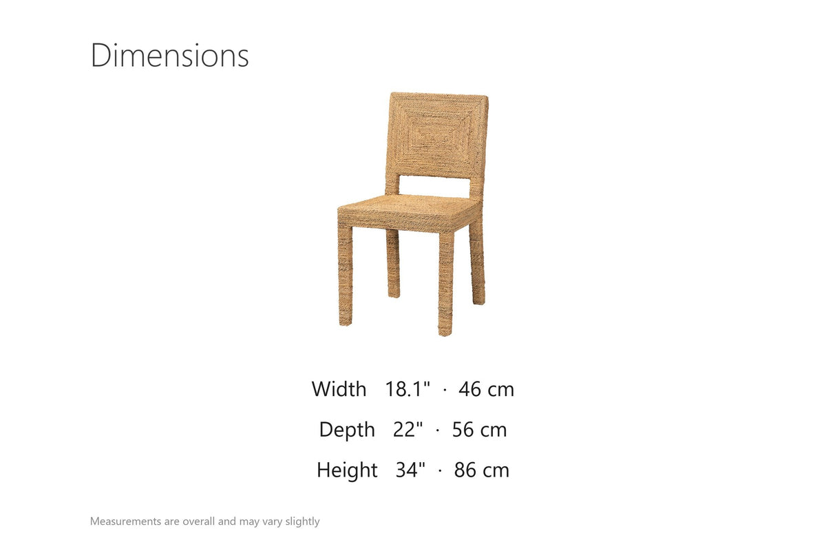 Aieta Parsons Seagrass-Wrapped Dining Chair dimensions