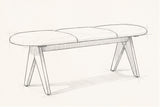 Pencil sketch of the Alatri bench, drawn from the same three-quarter view