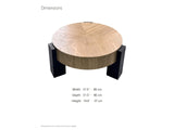 Alba 31.5-Inch Round Parquet Wood Veneer Storage Coffee Table dimensions: 31.5 in wide, 31.5 in deep, 14.6 in high