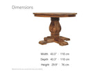 Albidona 43-Inch Round Solid Mango Pedestal Dining Table dimensions