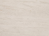 Close-up of the Alessano Rope Hourglass Side Table: the cream stone-look top in its rope ring