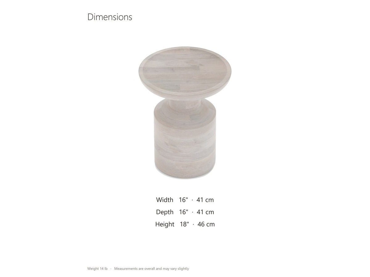 Aliano Whitewashed Mango Tray-Top Side Table dimensions: 16.0 in wide, 16.0 in deep, 18.0 in high
