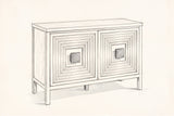 Pencil sketch of the Altamura sideboard, drawn from the same three-quarter view