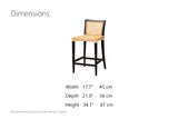 Altilia Open-Weave Rattan and Mahogany Counter Stool dimensions