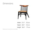 Amendolara Spindle-Back Mahogany and Rattan Dining Chair dimensions