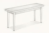 Pencil sketch of the Anagni bench, drawn from the same three-quarter view