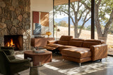 Andria Distressed Italian Aniline Leather Power Reclining Sectional Sofa