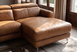 Andria Distressed Italian Aniline Leather Power Reclining Sectional Sofa