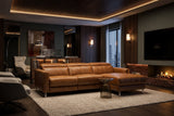 Andria Distressed Italian Aniline Leather Power Reclining Sectional Sofa