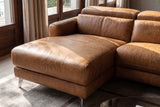 Andria Distressed Italian Aniline Leather Power Reclining Sectional Sofa