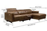 Andria Distressed Italian Aniline Leather Power Reclining Sectional Sofa