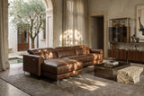 Andria Distressed Italian Aniline Leather Power Reclining Sectional Sofa