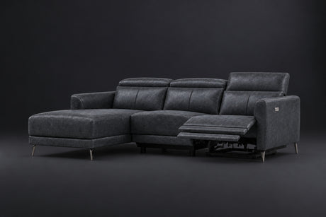 Andria Distressed Italian Aniline Leather Power Reclining Sectional Sofa