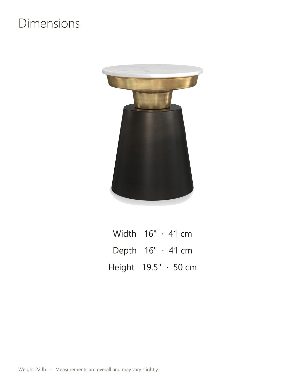 Acerenza White Marble Pedestal Side Table dimensions: 16 in wide, 16 in deep, 19.5 in high