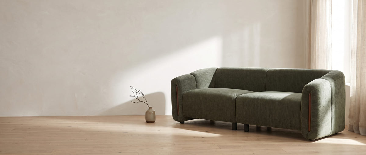 All curve, one line of wood. - Amalfi Curved Sofa