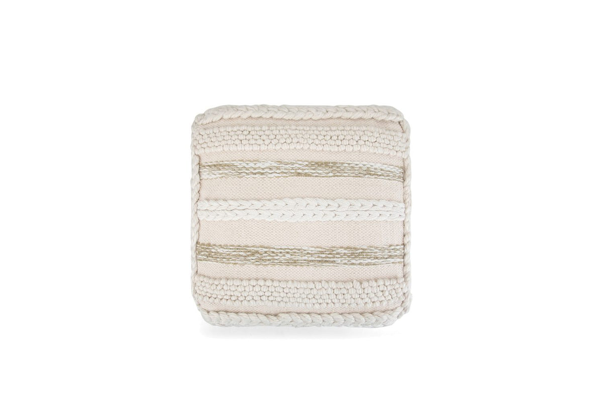 Apricale Natural Handloom Cotton Square Pouf in the room