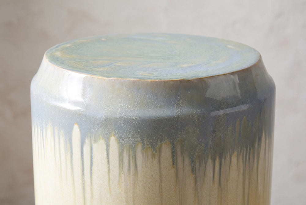 A stepped top, glazed blue
