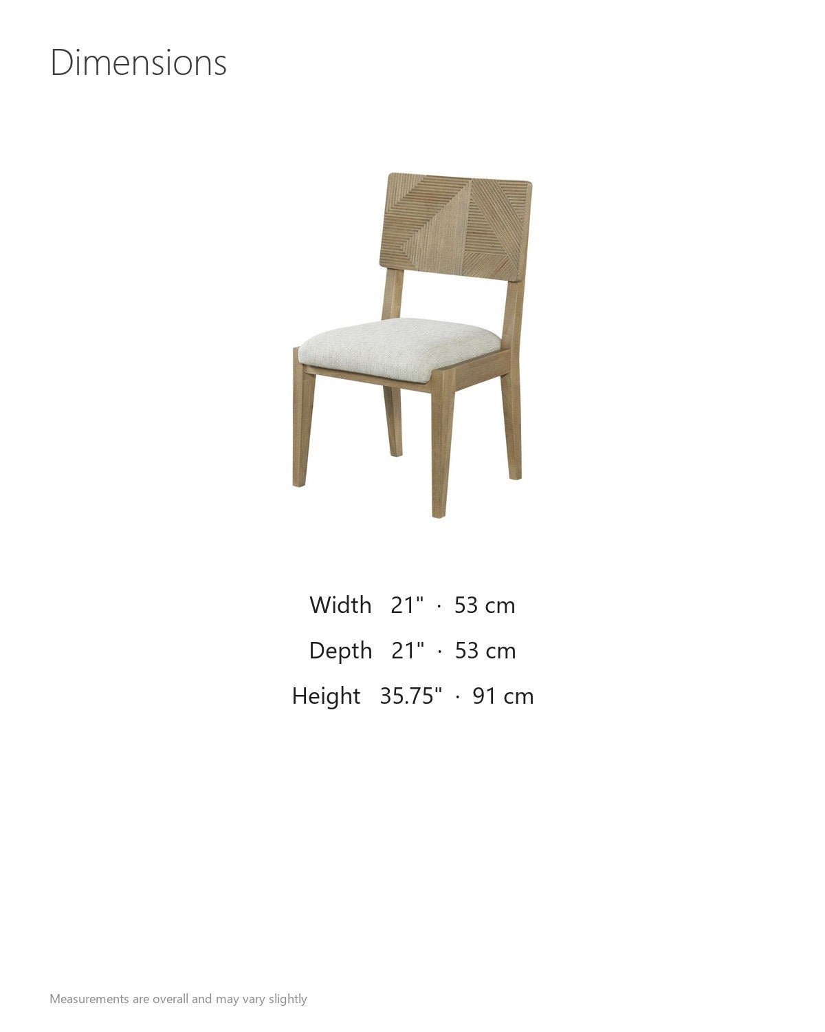 Arena Carved Geometric Back Wood Dining Chair (Set of 2) dimensions