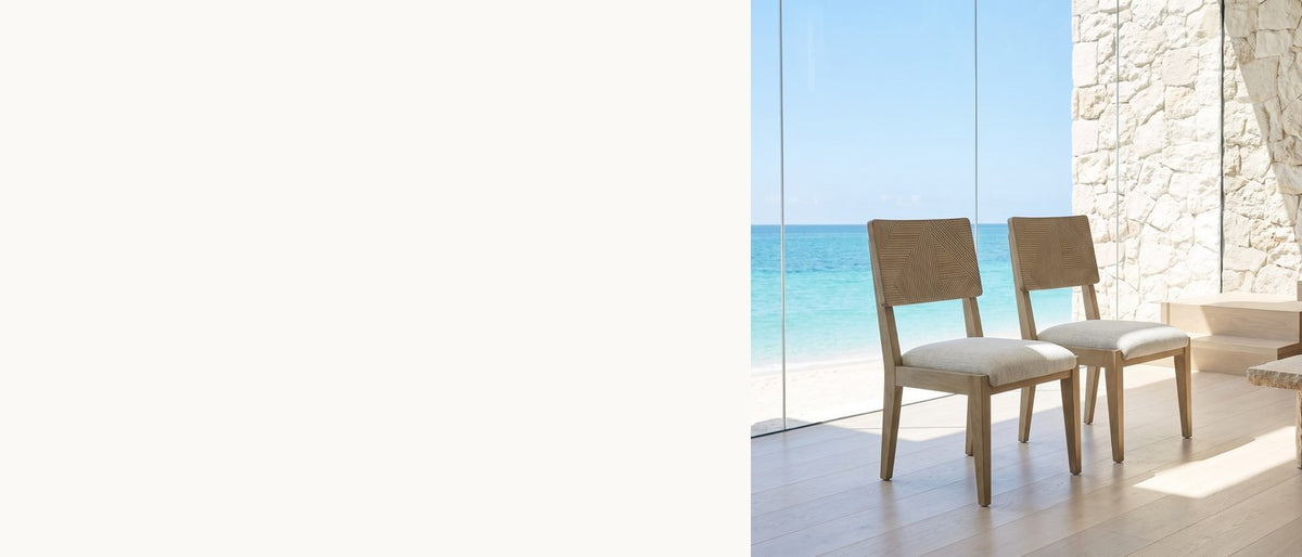 A pattern you can feel. - Arena Carved Geometric Back Wood Dining Chair (Set of 2)