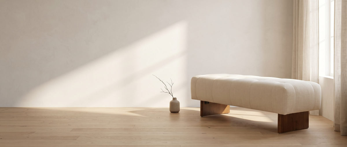 A long seat that goes anywhere. - Assisi Tufted Bench