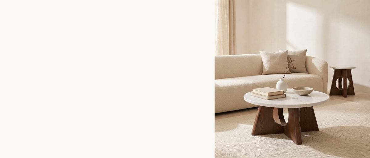 White marble, brown ash. - Asti 40-Inch Round White Marble Coffee and End Table Set, 3 Pieces