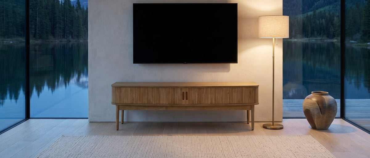 Movie night, upgraded. - Atrani Reeded Curved Media Console