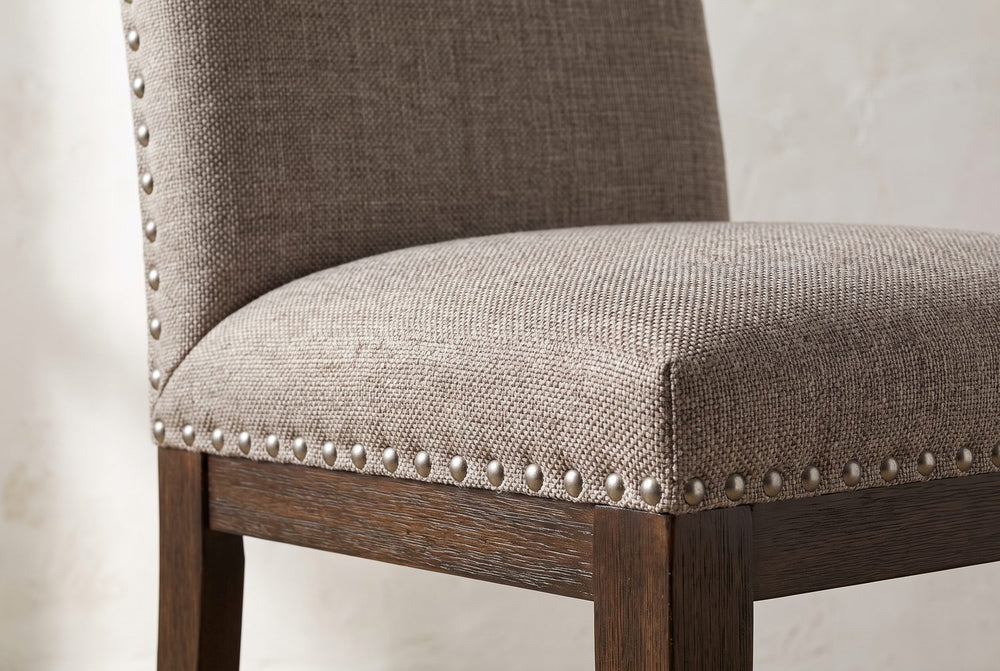 Linen look, pewter trim