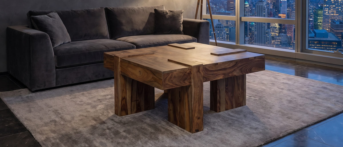 Barga Solid Sheesham Coffee Table in the room