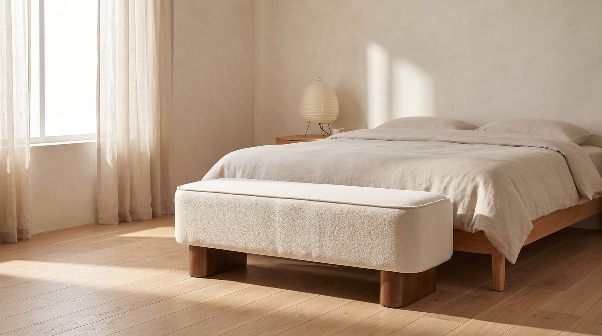 Bellagio Walnut Block Bench in the room