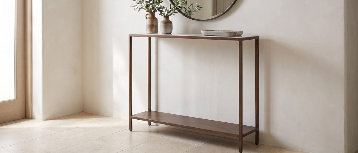 Bellegra White Marble Console Table in the room