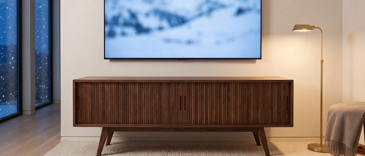 Movie night, upgraded. - Belluno Solid Walnut Media Cabinet