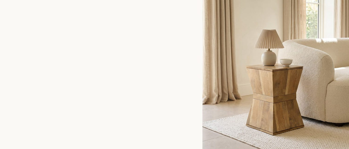 Mango, cut to angles. - Belmonte Mango Wood Hourglass Side Table