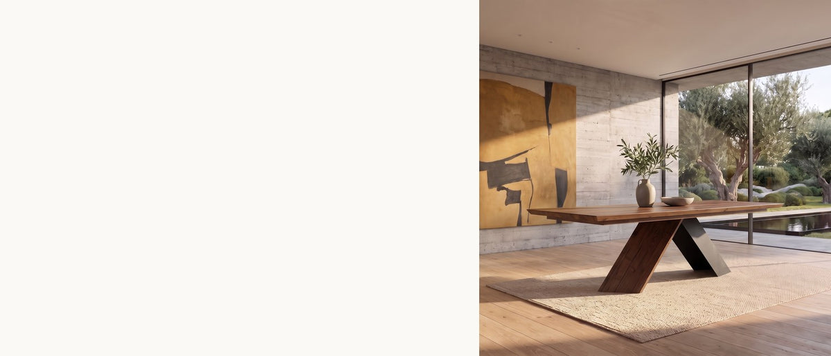 Two panels, one gesture. - Bisignano 80-Inch Rectangular Solid Walnut Dining Table