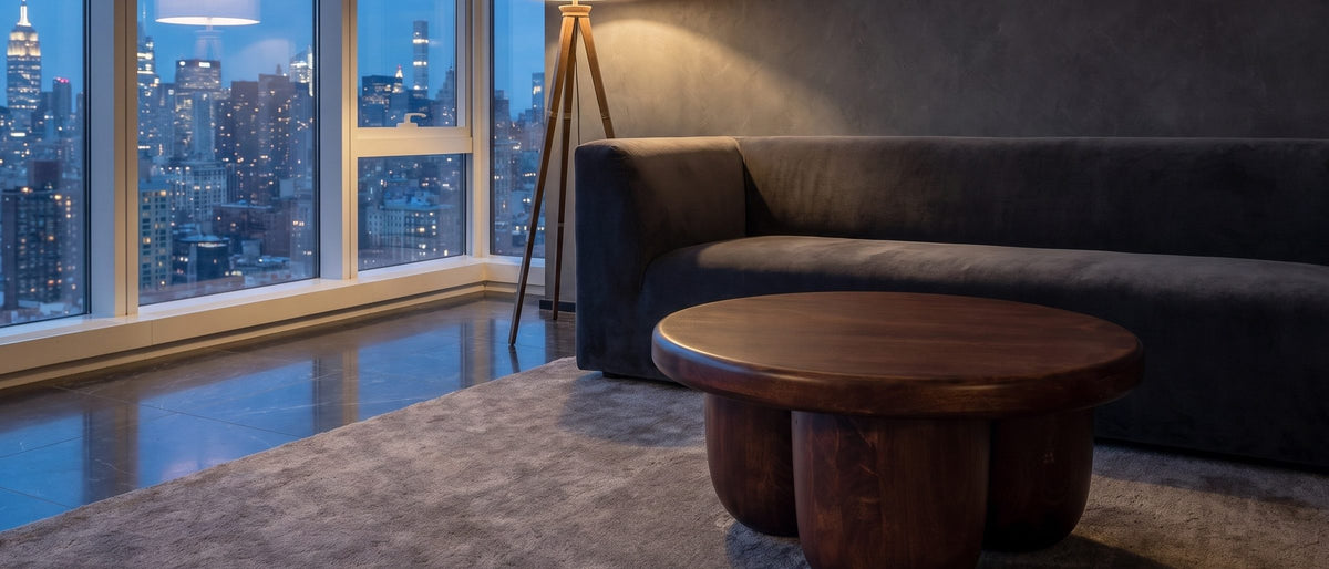 Bolgheri Sculpted Mango Coffee Table in the room