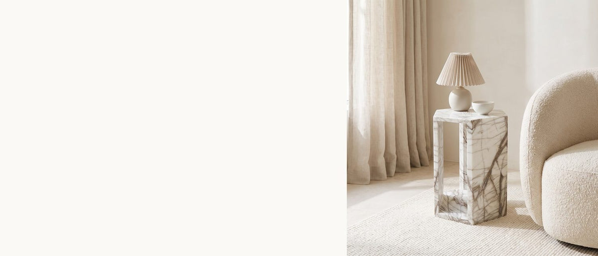 Stone and open space. - Bovino White Marble Hexagon Side Table