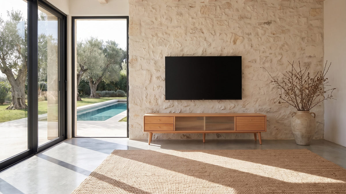 Bressanone Solid Beech Media Console in the room