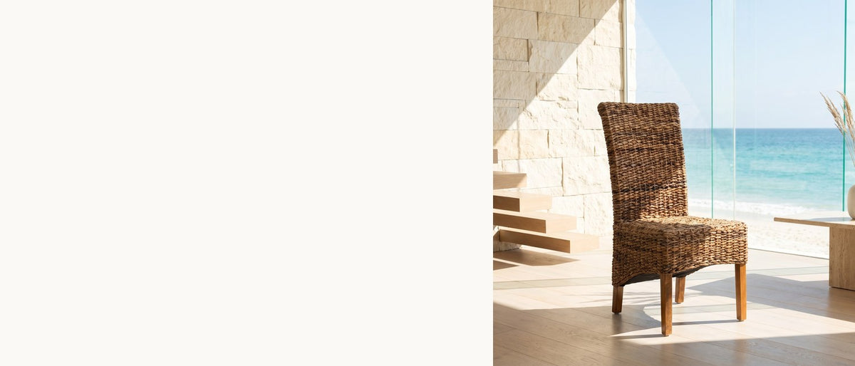 A tall back, woven through. - Briatico High-Back Woven Natural Fiber Dining Chair