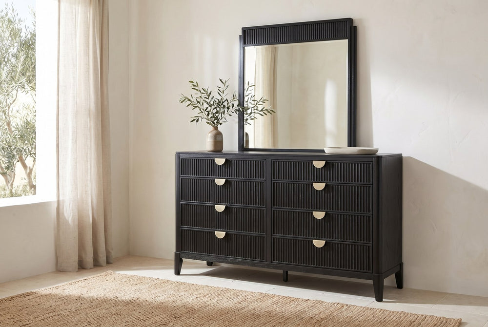 Dresser and square mirror