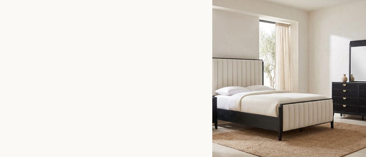 Ivory channels, black flutes. - Cagli Black Fluted and Ivory Upholstered Bedroom Set