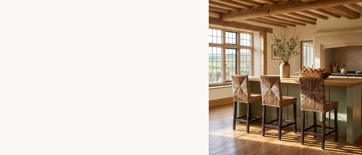 Four triangles, one X. - Castrolibero Woven Natural Fiber and Dark Wood Counter Stool